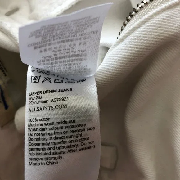 AllSaints Jasper Denim Jeans Cropped Ankle Zip - Picture 10 of 12